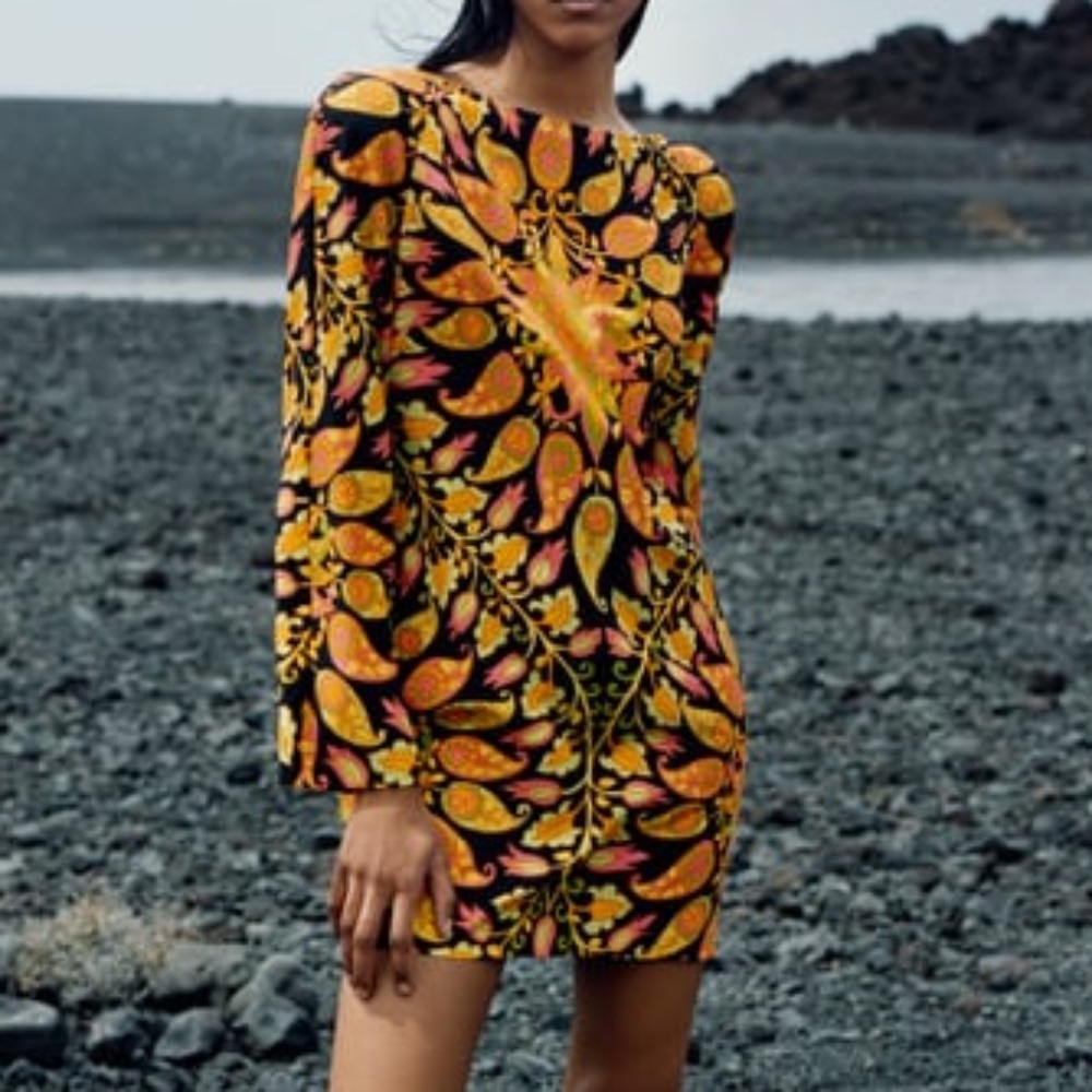 Zara Printed Mini Dress Backless
